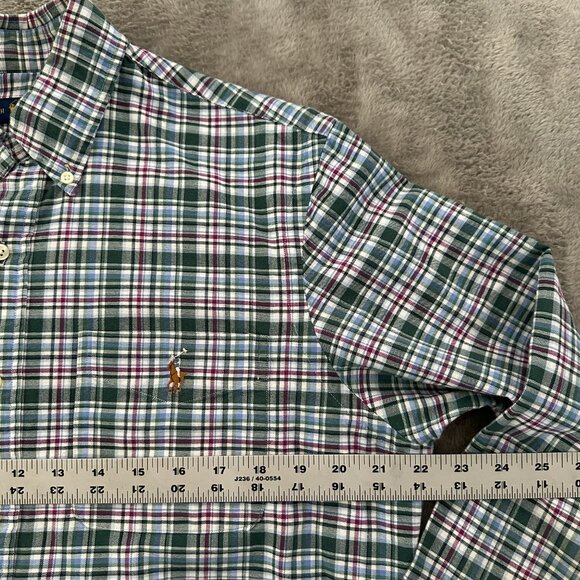 Ralph Lauren Green Plaid Button Down Long Sleeve Shirt MEDIUM Color Pony - Picture 4 of 6